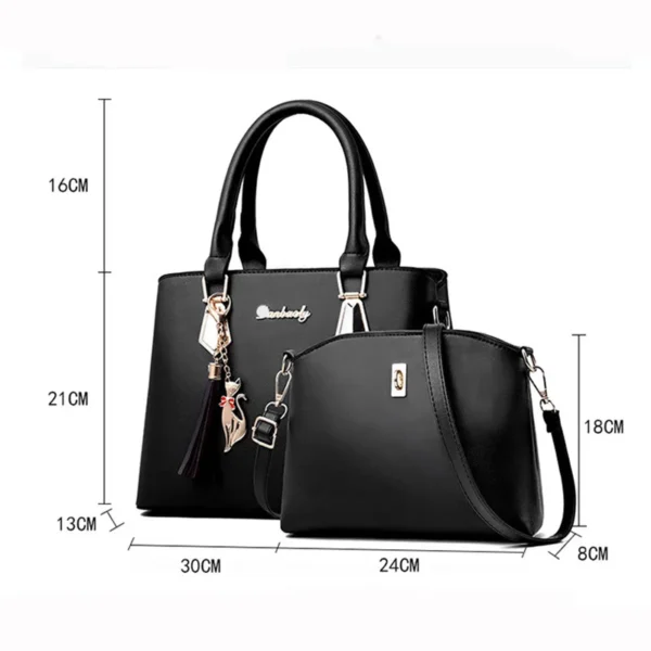 2 Stück/Set Damenhandtasche, exquisiter Anhänger, PU-Umhängetasche für Damen 2