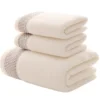 3 stücke Waffel Handtuch Set Haushalt Baumwolle Gesicht Handtuch Hand Bad Handtuch Bad Leinen Set Für Badezimmer 1 Bad Handtuch & 2 Handtücher Creme