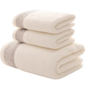 3 stücke Waffel Handtuch Set Haushalt Baumwolle Gesicht Handtuch Hand Bad Handtuch Bad Leinen Set Für Badezimmer 1 Bad Handtuch & 2 Handtücher Creme