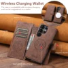 SUTENI PU Leder Drahtlose Lade Karte Halter Stehen Brieftasche Magnetische Flip-Cover Telefon Fall Für Samsung Galaxy S25 Ultra S24 S23