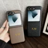 Luxuriöse personalisierte Hülle für Samsung Galaxy Z Flip 4, 6, 5, 5G, Flip6, Flip4, Flip5, individueller Name, Initialen, Buchstabe, weiche Rückseite