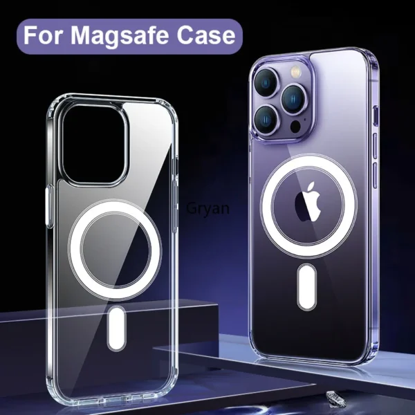 Hohe Qualität Klar Für Magsafe Drahtlose Lade Telefon Fall Für iPhone 16 15 14 13 11 Pro Max Magnetische Acryl stoßfest Abdeckung