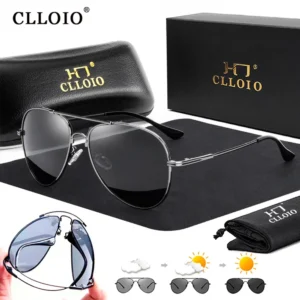 CLLOIO Titan Legierung Polarisierte Sonnenbrille Männer Frauen Mode Photochrome Sonnenbrille Chameleon Anti-glare Fahren Oculos de sol