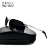 Hochwertige, ultraleichte Aluminium-Magnesium-Sport-Sonnenbrille, polarisiert, für Herren, UV400, rechteckig, goldfarben, für den Außenbereich 2