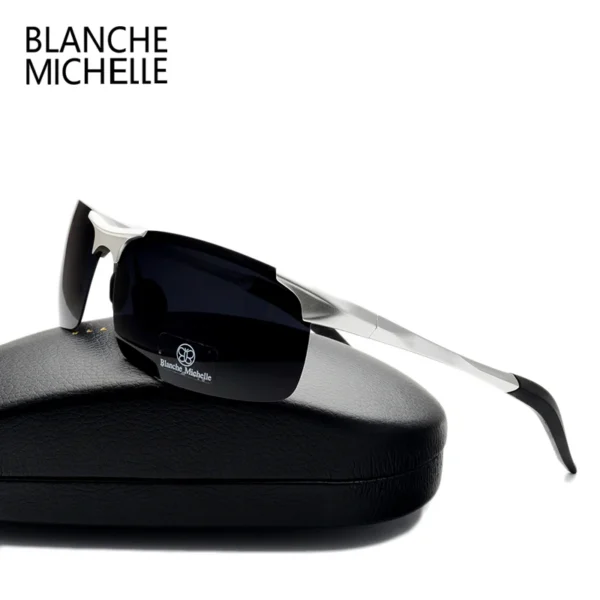 Hochwertige, ultraleichte Aluminium-Magnesium-Sport-Sonnenbrille, polarisiert, für Herren, UV400, rechteckig, goldfarben, für den Außenbereich 2