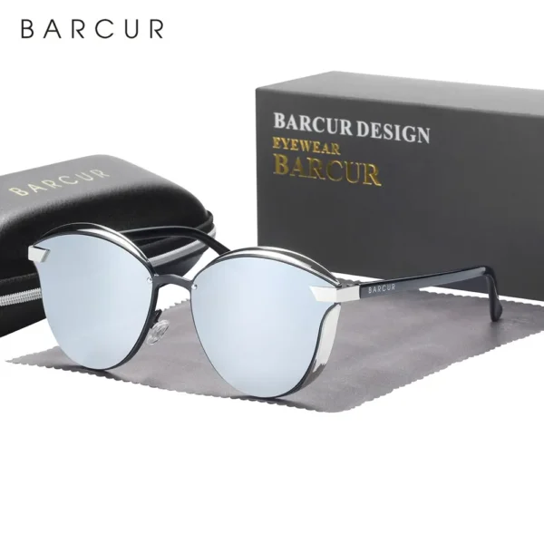 Barcur stil polarisierte sonnenbrille für frauen catmore runde sonnenglas damen frau brille accessoire uvab schutz 6