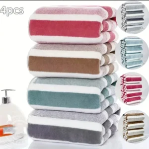 4-teiliges gestreiftes Badetuch-Set, saugfähige und schnell trocknende Duschhandtücher, superweiches und hautfreundliches Badetuch für das Badezimmer zu Hause
