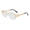 Mode metall leopard randlose sonnenbrille doppel brücken gradienten ozean film schattierungen uv400 5