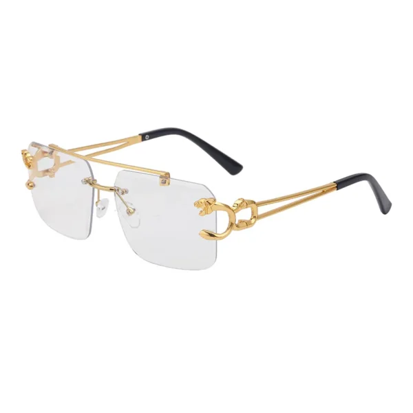 Mode metall leopard randlose sonnenbrille doppel brücken gradienten ozean film schattierungen uv400 5