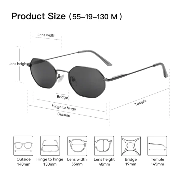 ZENOTTIC Retro Small Polygon Polarized Sunglasses Women Metal UV400 Sun Glasses Men Anti-Glare UV400 Goggles Driving Eyewear 6