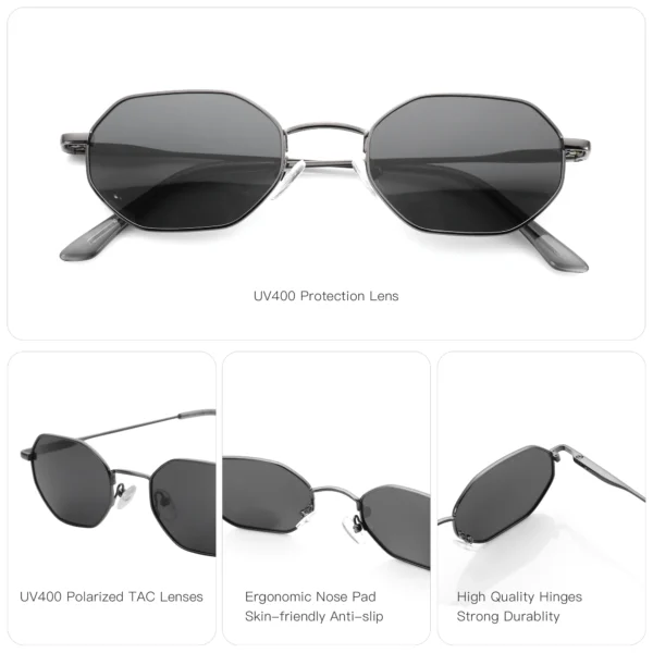 ZENOTTIC Retro Small Polygon Polarized Sunglasses Women Metal UV400 Sun Glasses Men Anti-Glare UV400 Goggles Driving Eyewear 3