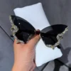 Luxus Diamant Schmetterling Sonnenbrille Frauen Marke Y2K Vintage Randlose Übergroße Sonnenbrille Damen Brillen 3