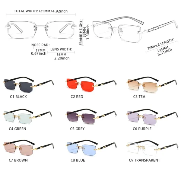 Mode Randlose Sonnenbrille Männer Frauen Populare Rahmenlose Sonnenbrille Männlich Weiblich Klassische Kleine Quadratische Sommer Reisen Shades 6