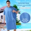 Surf-Poncho, Wickeltuch, Kapuzenmantel, Mikrofaser, Stranddecke, Badetuch, Badehandtuch, Neoprenanzug, Strandponcho für Erwachsene 3