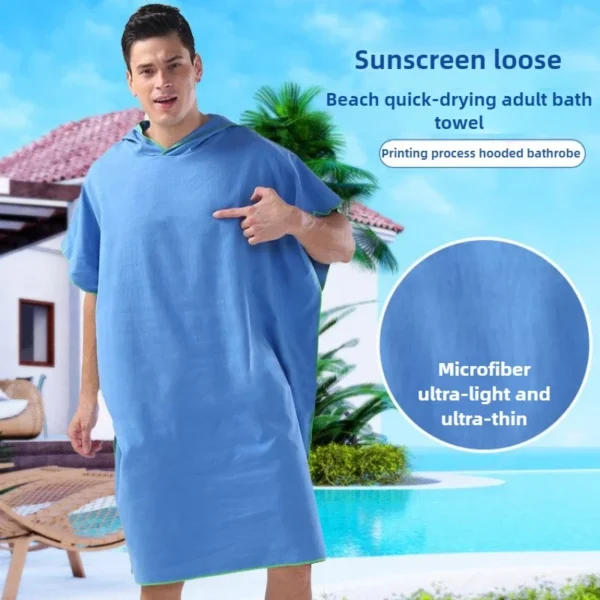 Surf-Poncho, Wickeltuch, Kapuzenmantel, Mikrofaser, Stranddecke, Badetuch, Badehandtuch, Neoprenanzug, Strandponcho für Erwachsene 3