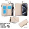 Multifunktions-Kartensteckplätze, Halter, Reißverschluss, Brieftasche, Flip-Telefonhülle für iPhone 15 14 13 12 11 Pro Max Plus XS XR X 15Pro, Riemenabdeckung 2