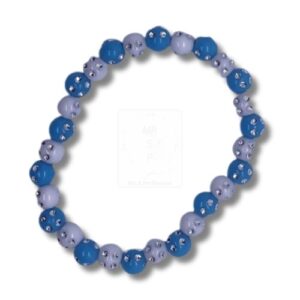 Blau-Graues Armband mit glänzenden Perlen