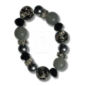 Exklusives Armband in Schwarz-Grau mit Schmuckdetails