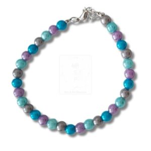 Armband in Blau, Lila, Grau und Türkis mit Verschluss