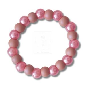 Armband in Mattrosa und Glanzperlen