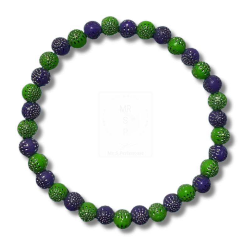 Exklusives Perlenarmband in Grün und Dunkelblau – handgefertigt