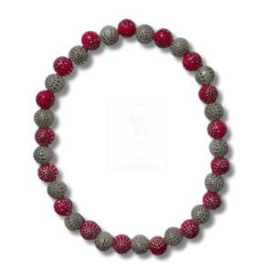 Handgefertigtes Armband in Rot und Grau – stilvoll & modern