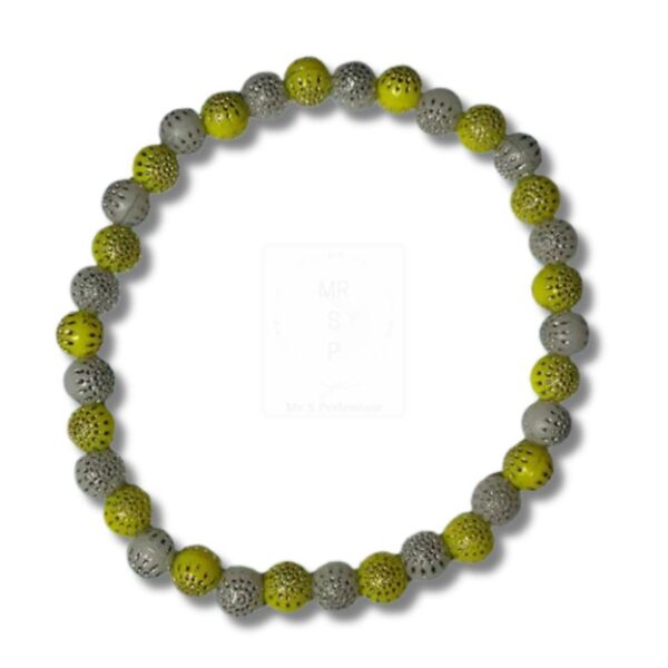 Modernes Armband in Gelb und Grau – handgefertigt