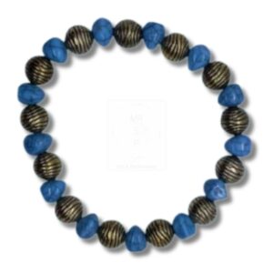 Armband in Blau mit bronzefarbenen Perlen