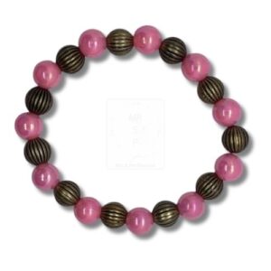 Armband in Rosa mit bronzefarbenen Perlen