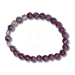 Armband mit marmorierten Perlen in Rot und Lila