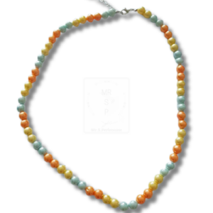 Sommerliche Halskette in Orange, Gelb & Blau – handgemacht