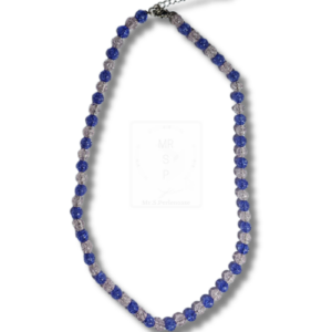 Funkelnde Halskette in Blau & Silber – handgemacht