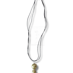 Handgemachte schwarze Kette mit champagnerfarbenem Perlenanhänger