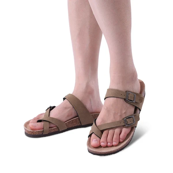 Comwarm Mode Damen Wildleder Pantoletten Hausschuhe Herren Clogs Kork Einlegesohle Sandalen mit Fußgewölbeunterstützung Outdoor Strand Slides Home Schuhe 5