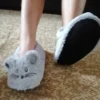 Hause Fuzzy Slipper Frauen Winter Pelz Baumwolle Warme Plüsch Nicht Slip Grip Innen Flauschigen Faul Weibliche Maus Ohren Boden Schuh Wohnzimmer 2