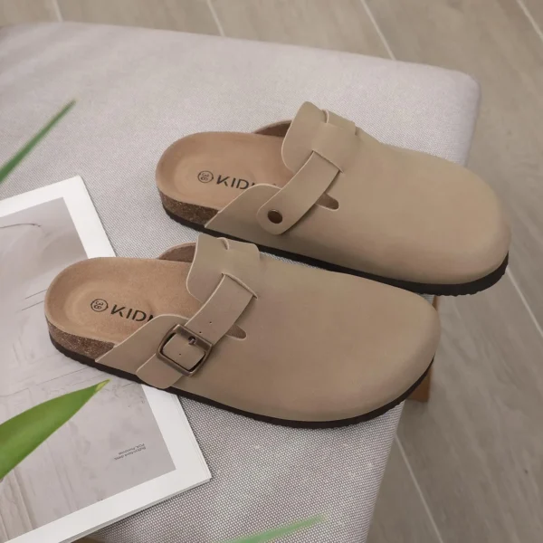 Comwarm Mode Damen Wildleder Pantoletten Hausschuhe Herren Clogs Kork Einlegesohle Sandalen mit Fußgewölbeunterstützung Outdoor Strand Slides Home Schuhe 6