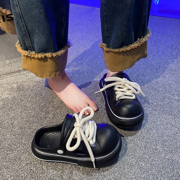 Sommer Mode Trend Bequeme Atmungsaktive Clogs Weiche Hausschuhe Schnüren Hausschuhe Outdoor Baotou Strand Sandalen EVA Flache Schuhe 6