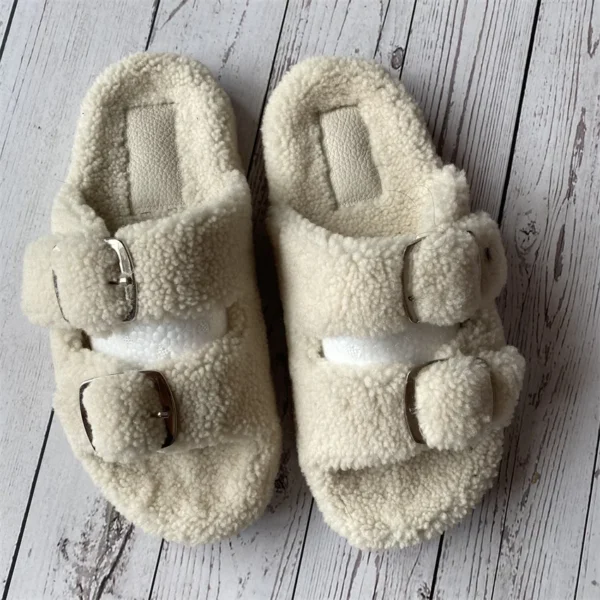 Neue Frau Echt Wolle Slipper Plüsch Warme Wohnungen Hausschuhe Plaform Schuhe Flip-Flops frauen Sandalen Sommer 2025, Designer Schuhe 2
