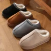 Neue Mode Flauschige Plattform Hausschuhe für Frauen 2024 Winter Plüsch Warme Baumwolle Schuhe Frau Komfort Rutschfeste Unisex Hause Hausschuhe