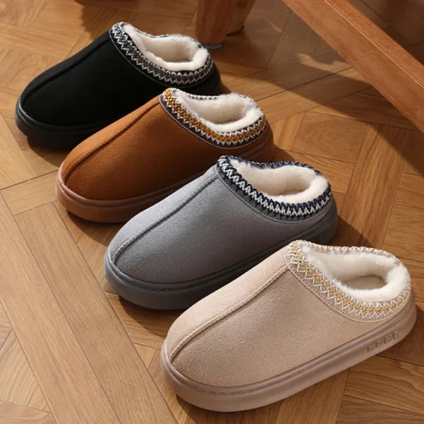 Neue Mode Flauschige Plattform Hausschuhe für Frauen 2024 Winter Plüsch Warme Baumwolle Schuhe Frau Komfort Rutschfeste Unisex Hause Hausschuhe