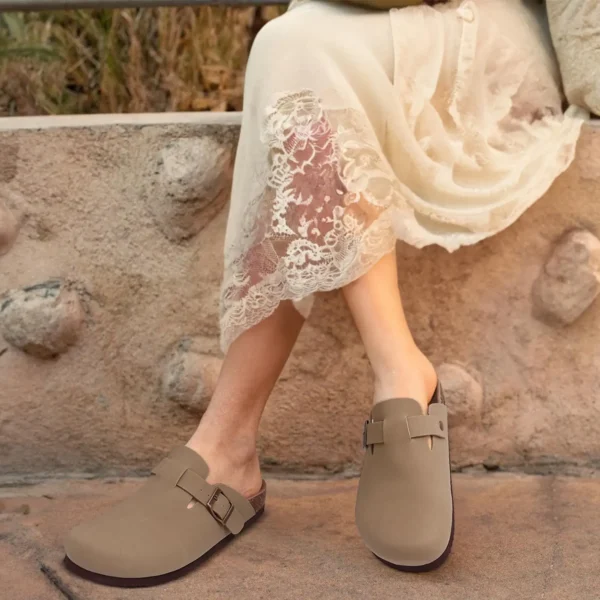 Evshine Männer Komfort Kartoffel Schuhe mit Fußgewölbe Unterstützung Kork Strand Schuhe Mode Clogs Männer Kork Fußbett Männer Clogs Leder Pantoletten 6