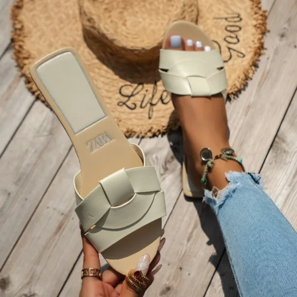 Trendige Damen-Slides-Schuhe, flache Sommer-Luxus-Flip-Flops, Outdoor-Strandsandalen mit rutschfester Sohle 2