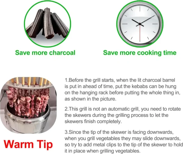 Tragbarer Holzkohlegrill für den Außenbereich, Edelstahl, rauchfrei, zum Aufhängen, Herdgrill, Outdoor-Camping-Kochgeschirr für Wandern, Picknick 2