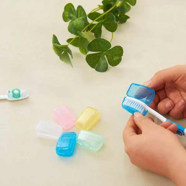 5-teiliges Set Tragbare Reise-Zahnbürstenabdeckung Waschbürstenkappe Hülle Box Reisen Wandern Camping Bürstenkappenhülle YKS Gesundheit Keimsicher 4