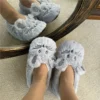 Hause Fuzzy Slipper Frauen Winter Pelz Baumwolle Warme Plüsch Nicht Slip Grip Innen Flauschigen Faul Weibliche Maus Ohren Boden Schuh Wohnzimmer