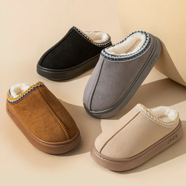 Neue Mode Flauschige Plattform Hausschuhe für Frauen 2024 Winter Plüsch Warme Baumwolle Schuhe Frau Komfort Rutschfeste Unisex Hause Hausschuhe 2