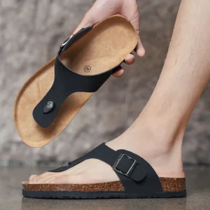 Kork-Hausschuhe für Herren, lässige Komfort-Sandalen, Sommer-Flip-Flop, Outdoor, rutschfeste Strandschuhe, modische Jugend, atmungsaktive Gezeiten-Hausschuhe
