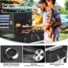 Großer, robuster Grill, geeignet für 10 Personen mit Rädern, 2 klappbare Beistelltische, Outdoor-Grill für Garten, Picknick, Camping 4