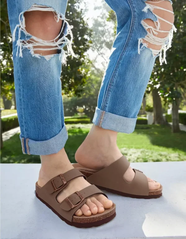 Comwarm Herren-Sandalen mit Korkfußbett, Fußbett, Fußgewölbeunterstützung, Sommer-Outdoor-Sandalen mit verstellbarer Schnalle, Freizeit-Herren-Leder-Sandalen 6