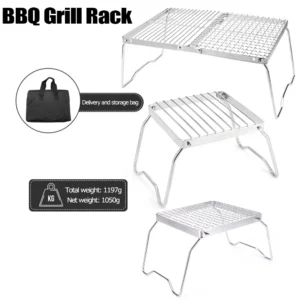 Klappbarer Lagerfeuer grill tragbarer Edelstahl-Camping grill rost Gasherd ständer Multifunktion aler Holzofenst änder im Freien